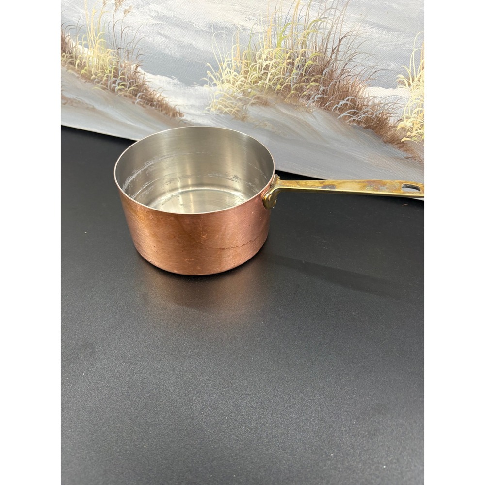 Paul Revere 1801 Copper Saucepan Stainless Lined Brass Handle USA 85
